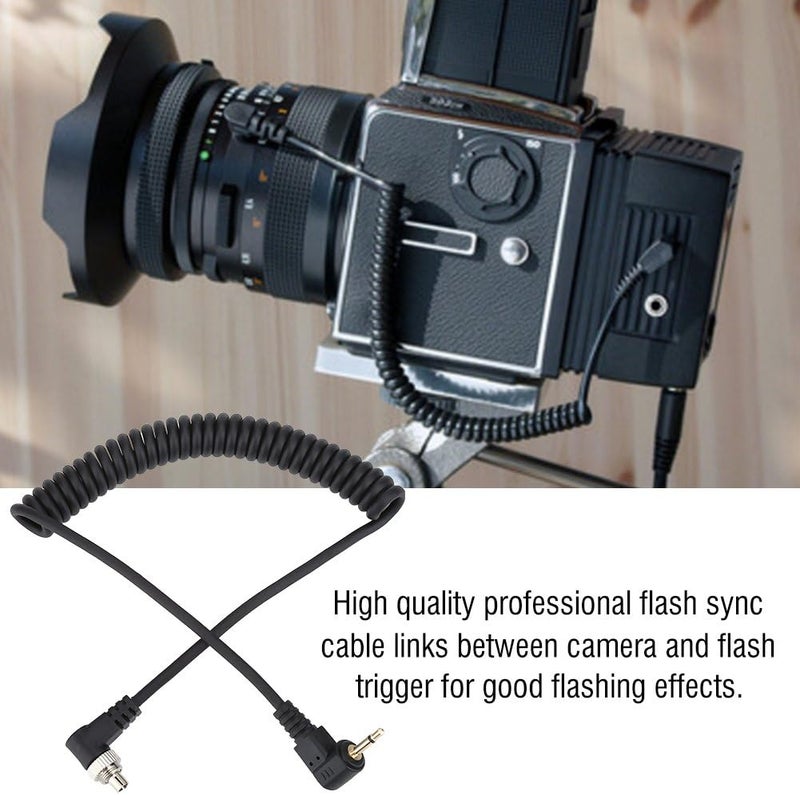 Zyyini 2.5mm to Male Flash PC Sync Cable, Extendable Flash Sync Coiled Cable with Screw Lock for Camera Photography Connector - Image 4